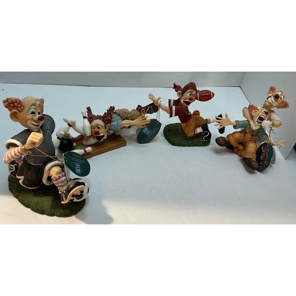 CA Cast Art Snort Clown Figurines Set 4 Vintage Sports Soccer Football Bowling